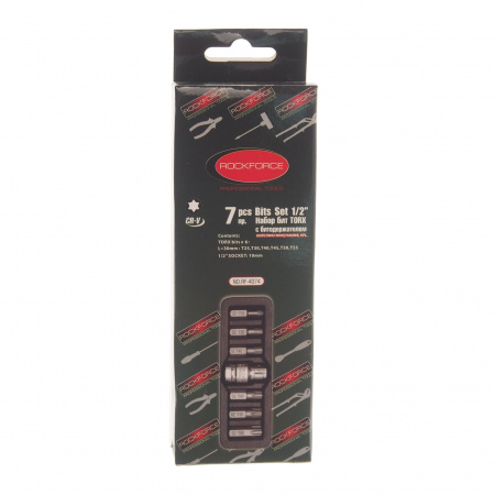 Набор бит RF-4074 TORX с битодержателем,7пр.1/2"(L:30мм;Т25,Т30,Т40,Т45,Т50,Т55), в ложементе ROCKFORCE /1