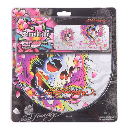 Шторка солнцезащитная EH-00738 "BEAUTIFUL GHOST" на лобовое стекло, полиэстер 145х66см ED HARDY (США) /1/6