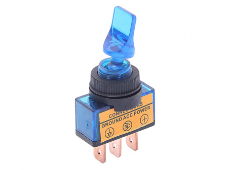 Переключатель ПП-405 синий 2-х позиционный, с подсветкой 12V /1/100