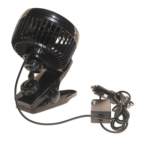 Вентилятор HX-601 12см (4.5") 12V (4W) диммер, на прищепке, с регулируемыми углами обдува black/blue MITCHELL 1/24