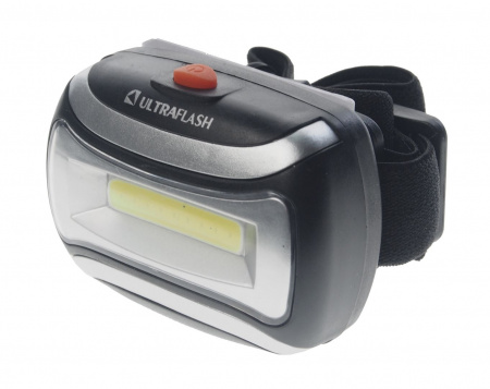 Фонарь UF-5380 COB LED BLACK 7см головной, (3 режима) 3*ААА 4,5V ULTRAFLASH  /1/50