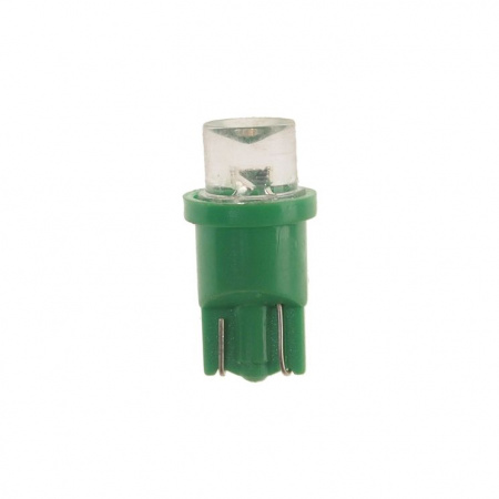 Автолампа T10W (W2,1x9,5d) 1 LED CONCAVE GREEN 8лм   12V MEGAPOWER /10 /100