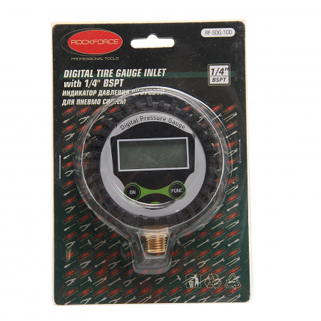 Индикатор давления RF-SDG-100 цифровой для пневмосистем 1/4"(Psi, Kpa, Bar, Kgf/cm2), в блистере ROCKFORCE /1