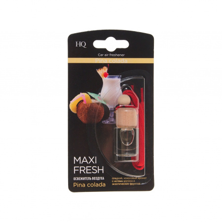 Ароматизатор воздуха HMF-11 MAXI FRESH (pina colada) жидкостный подвесной, деревянная крышка 5мл /1/64