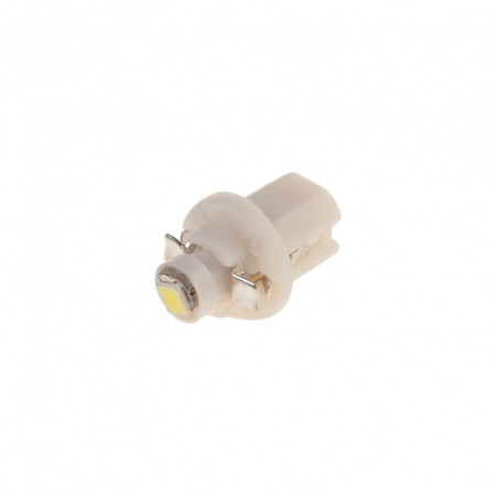 Автолампа T5 (W2*4.6d с патроном B8.5d) 1 SMD 3528  WHITE 6000K 18лм   12V MEGAPOWER /10 /100