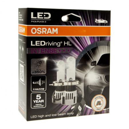Автолампа H4/H19 (P43t/PU43t-3)+350% LED WHITE LEDriving HL INTENSE 6000K (2шт) 12V OSRAM /1