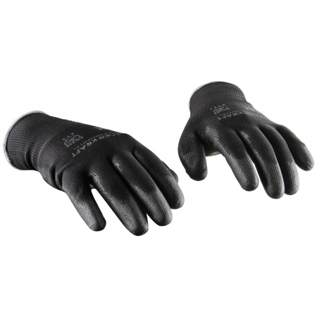 WDK-PU01B/XL, 1 пара, размер XL, Перчатки ЧЁРНЫЕ защитные эластичные из нейлона с покрытием