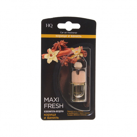 Ароматизатор воздуха HMF-12 MAXI FRESH (корица и ваниль) жидкостный подвесной, деревянная крышка 5мл /1/64
