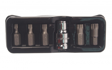 Набор бит RF-4066 SPLINE с битодержателем,6пр.1/2"(L:30мм;M5,М6,М8,М10,M12), в ложементе ROCKFORCE /1