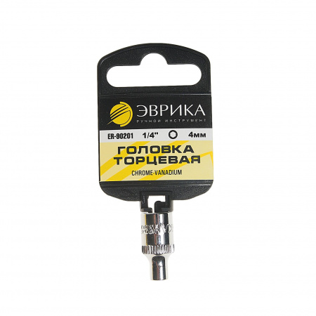 Головка торцевая  4мм 1/4" 6-гранная L=30мм (с держателем) ЭВРИКА ER-90201H 1/384