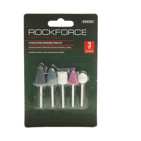 Набор камней абразивных, 5пр.(хвостовик 3мм), в блистере  ROCKFORCE /1