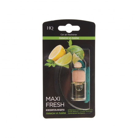 Ароматизатор воздуха HMF-15 MAXI FRESH (лимон и лайм) жидкостный подвесной, деревянная крышка 5мл /1/64