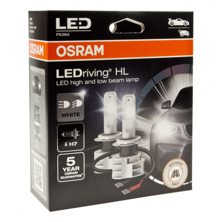 Автолампа H7 (14) PX26d LED COOL WHITE 6000K (2шт) 12V/24V OSRAM /1/10/100 OLD