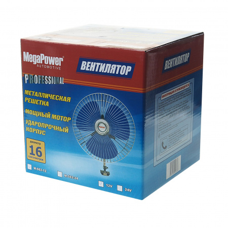 Вентилятор M-502 16см (6") с решеткой металл 12V MEGAPOWER /1/12 HIT
