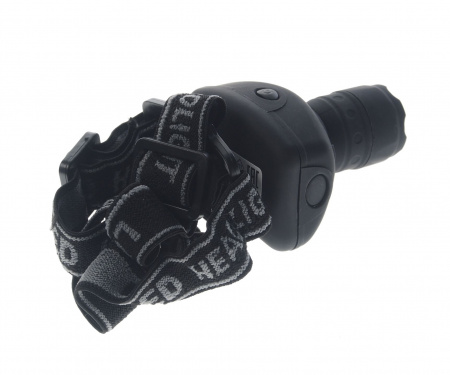 Фонарь UF-5354 1 LED BLACK с коллиматорной линзой головной, 3 режима, 3*ААА ULTRAFLASH /1/10/100